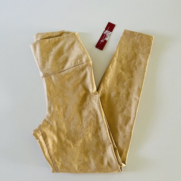 Carbon38 Pants - CARBON38 Metallic Beige Snake High Rise 7/8 Leggings- S